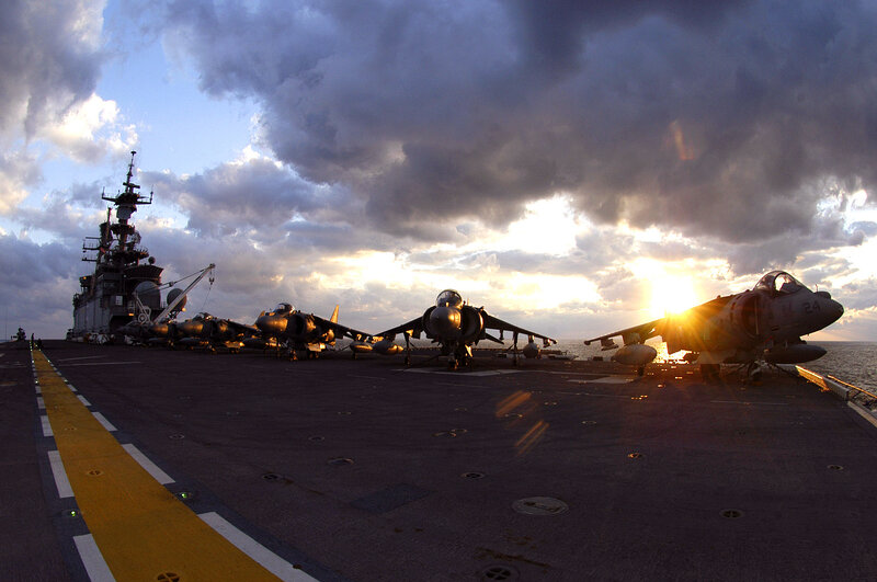 Fighter jets on aircraft carrier deck