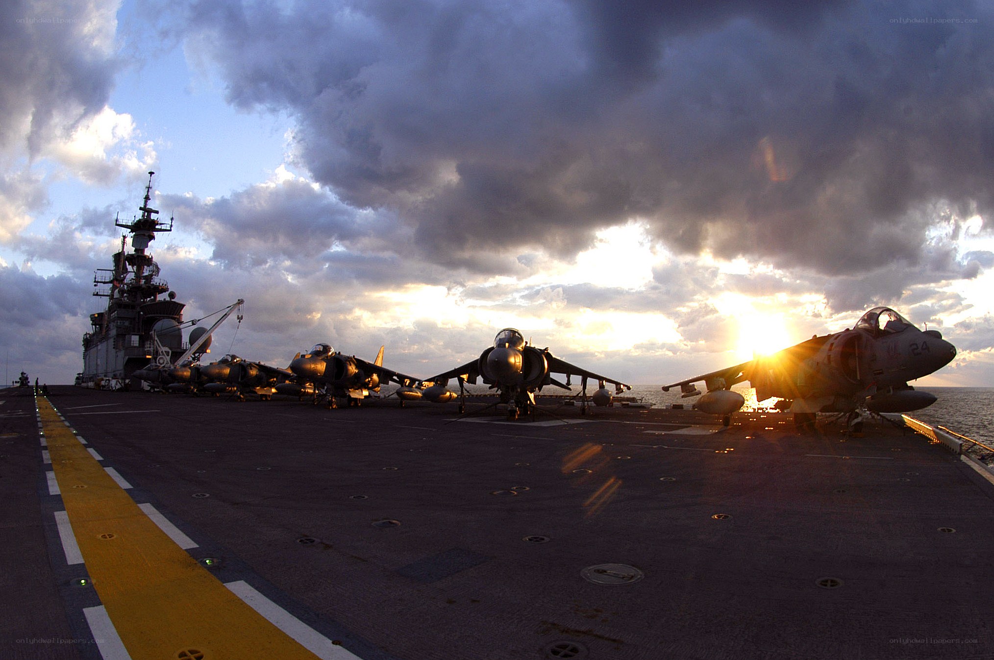 Fighter jets on aircraft carrier deck