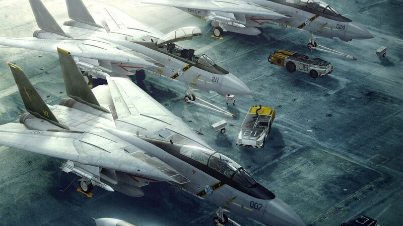 Fighter jets on aircraft carrier deck