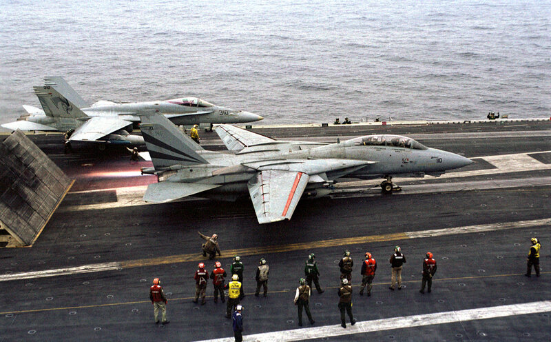 Fighter jets on aircraft carrier deck