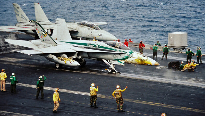 Fighter Jets on Aircraft Carrier — Gray, Active
