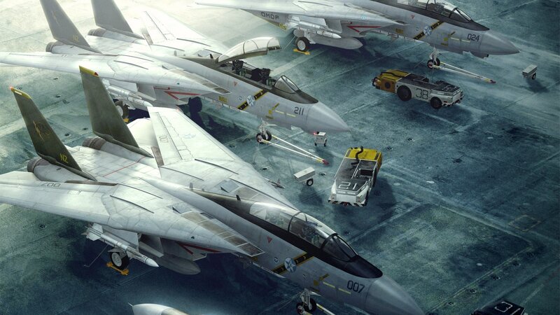 Fighter Jets on Aircraft Carrier — Gray, Dramatic, Digital Art