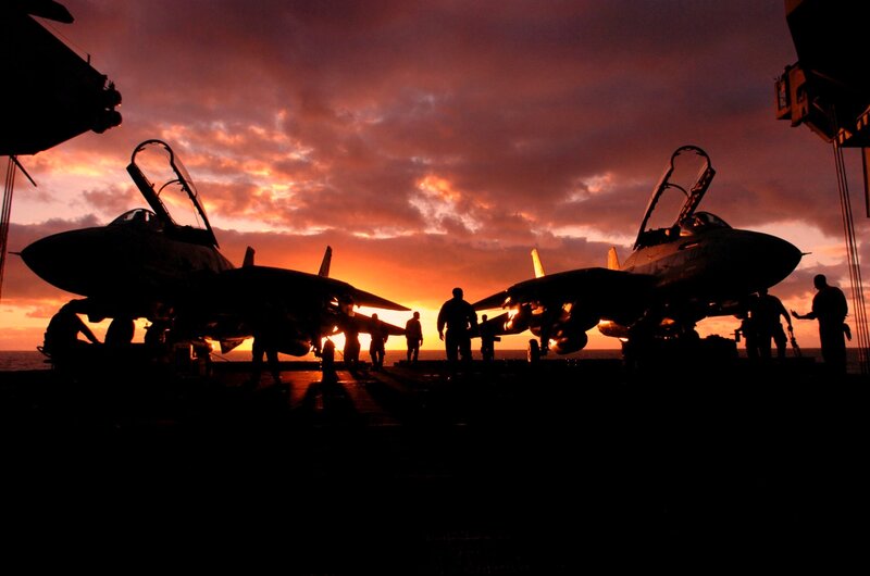 Fighter Jets on Aircraft Carrier — Orange
