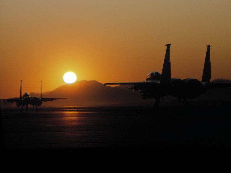 Fighter Jets on Runway — Orange