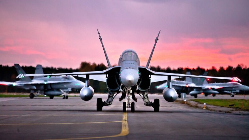 Fighter Jets on Runway — Pink