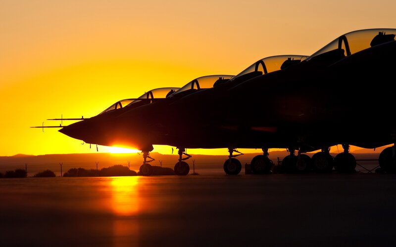 Fighter Jets on Tarmac — Orange