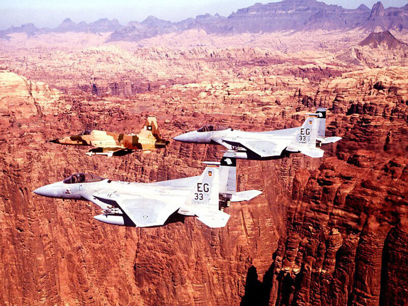 Fighter jets over canyon