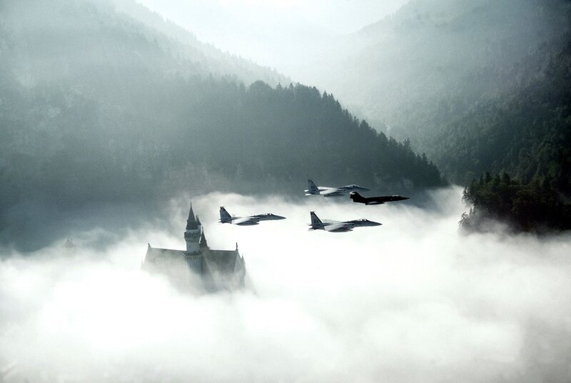 Fighter Jets over Castle — Gray