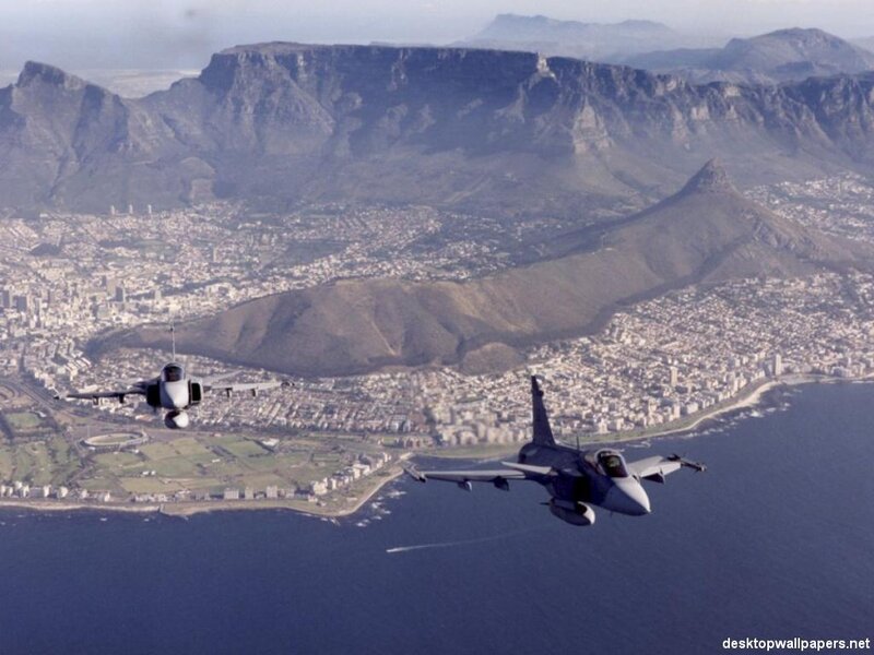 Fighter Jets over City — Blue