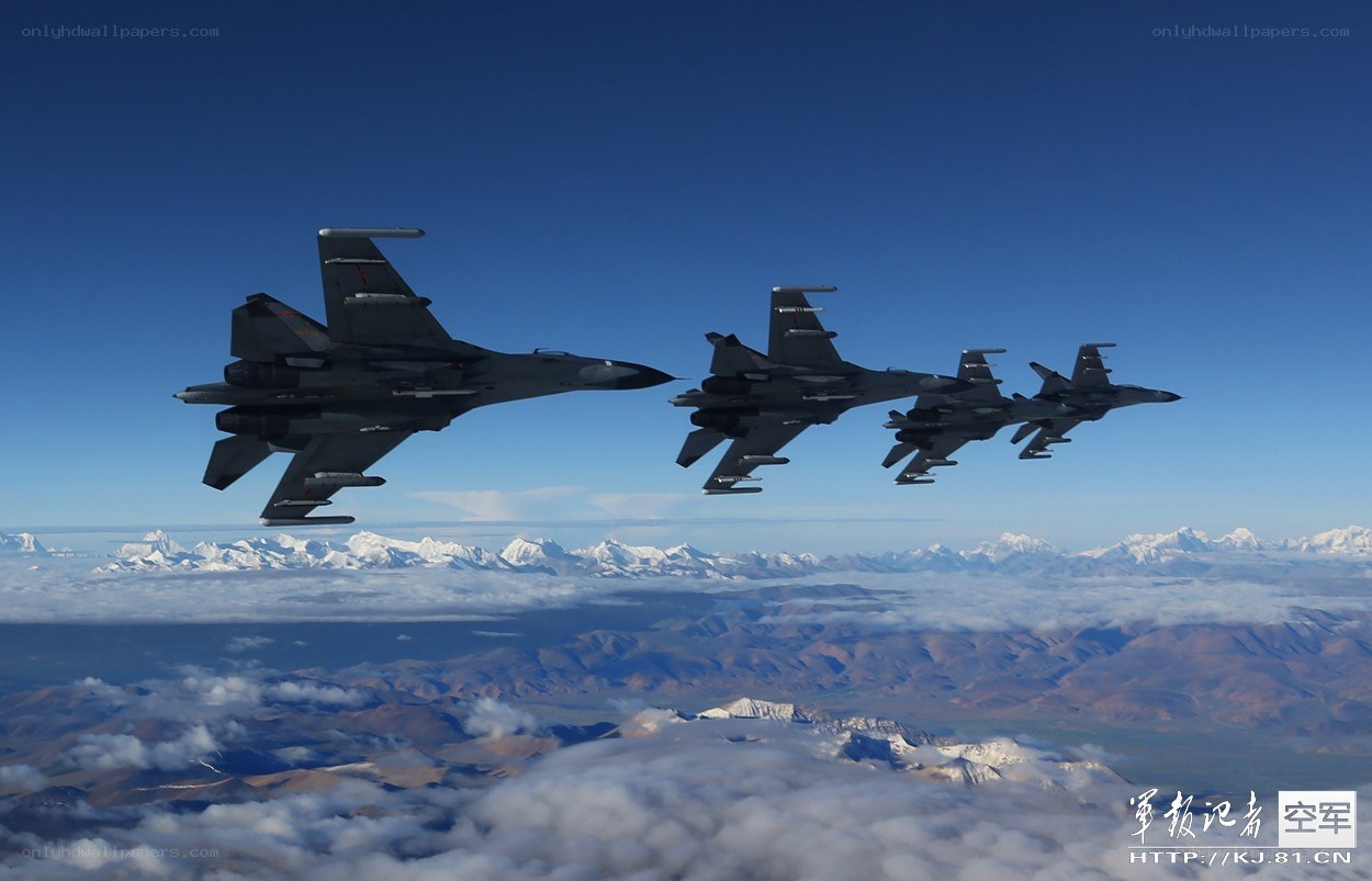 Fighter jets over mountains