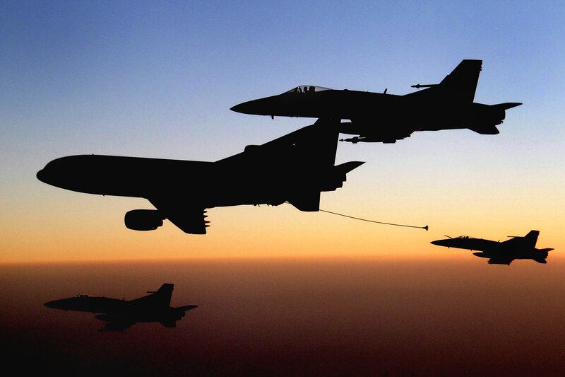 Fighter Jets Refueling — Blue