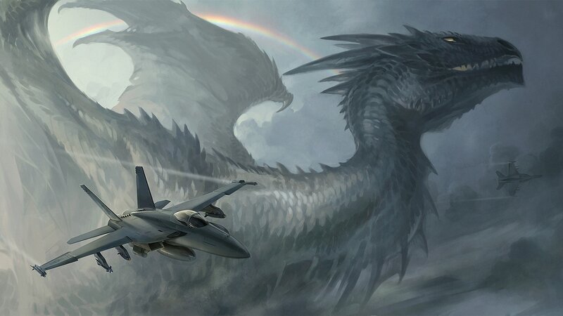 Fighter jets vs giant dragon