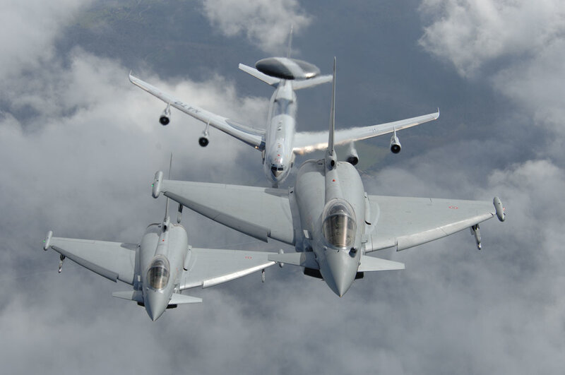 Fighter jets with AWACS aircraft