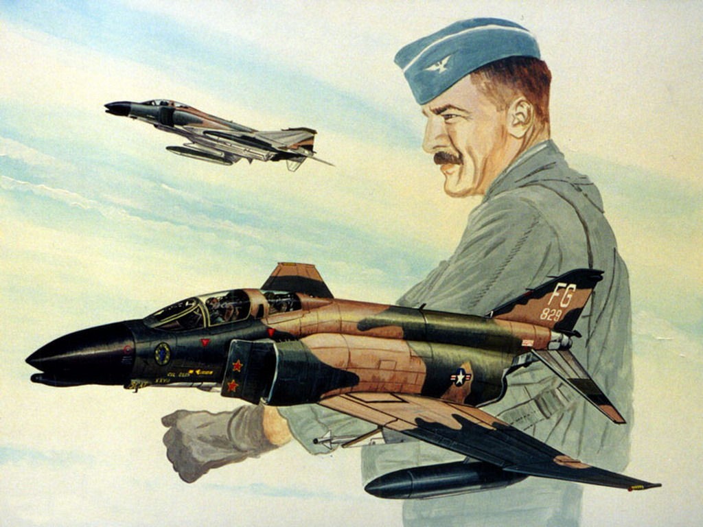 Fighter pilot with jets