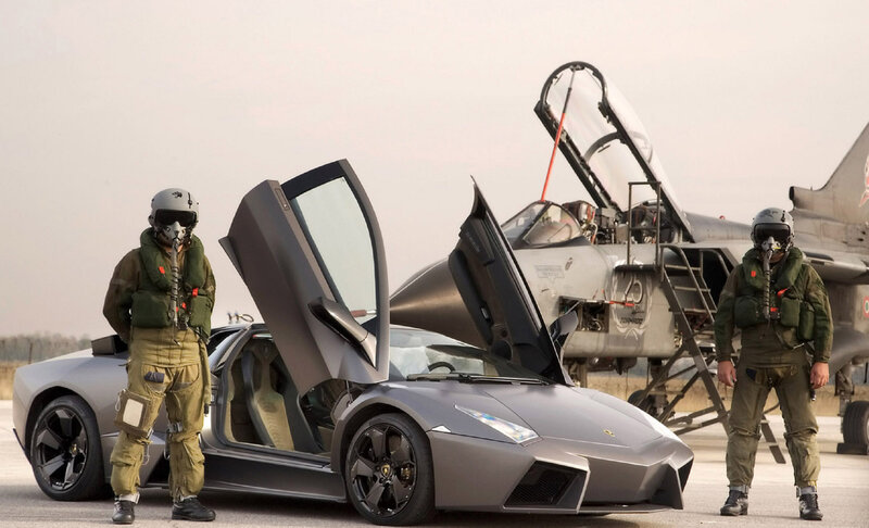 Fighter Pilots with Car — Gray