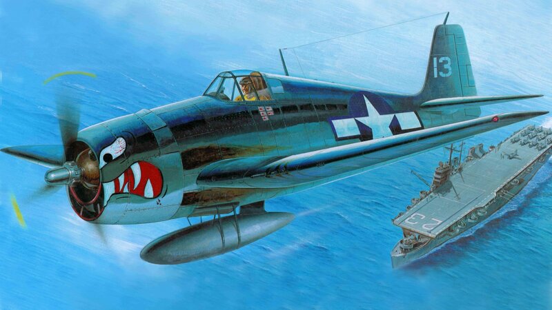 Fighter Plane in Flight — Blue, Dramatic, Afternoon