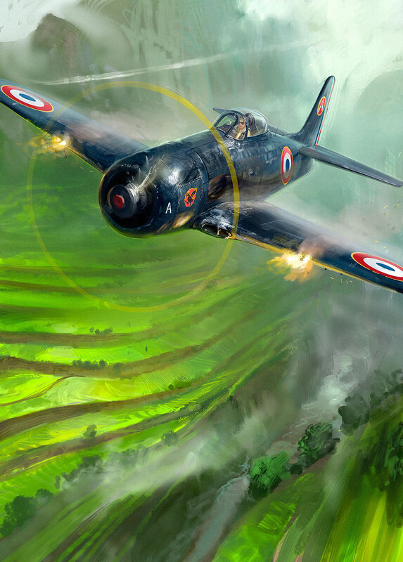 Fighter Plane in Flight — Green