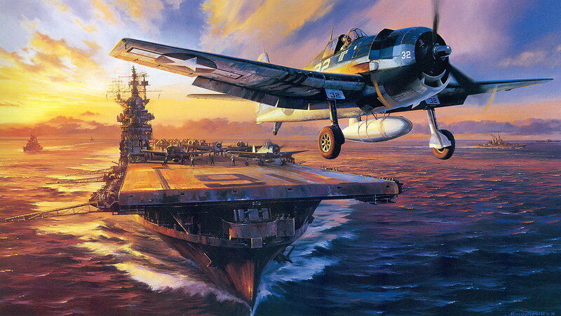 Fighter Plane Landing on Carrier