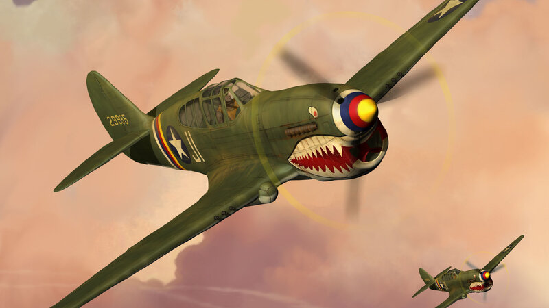 Fighter Planes in Flight — Green, Dramatic, Sunset
