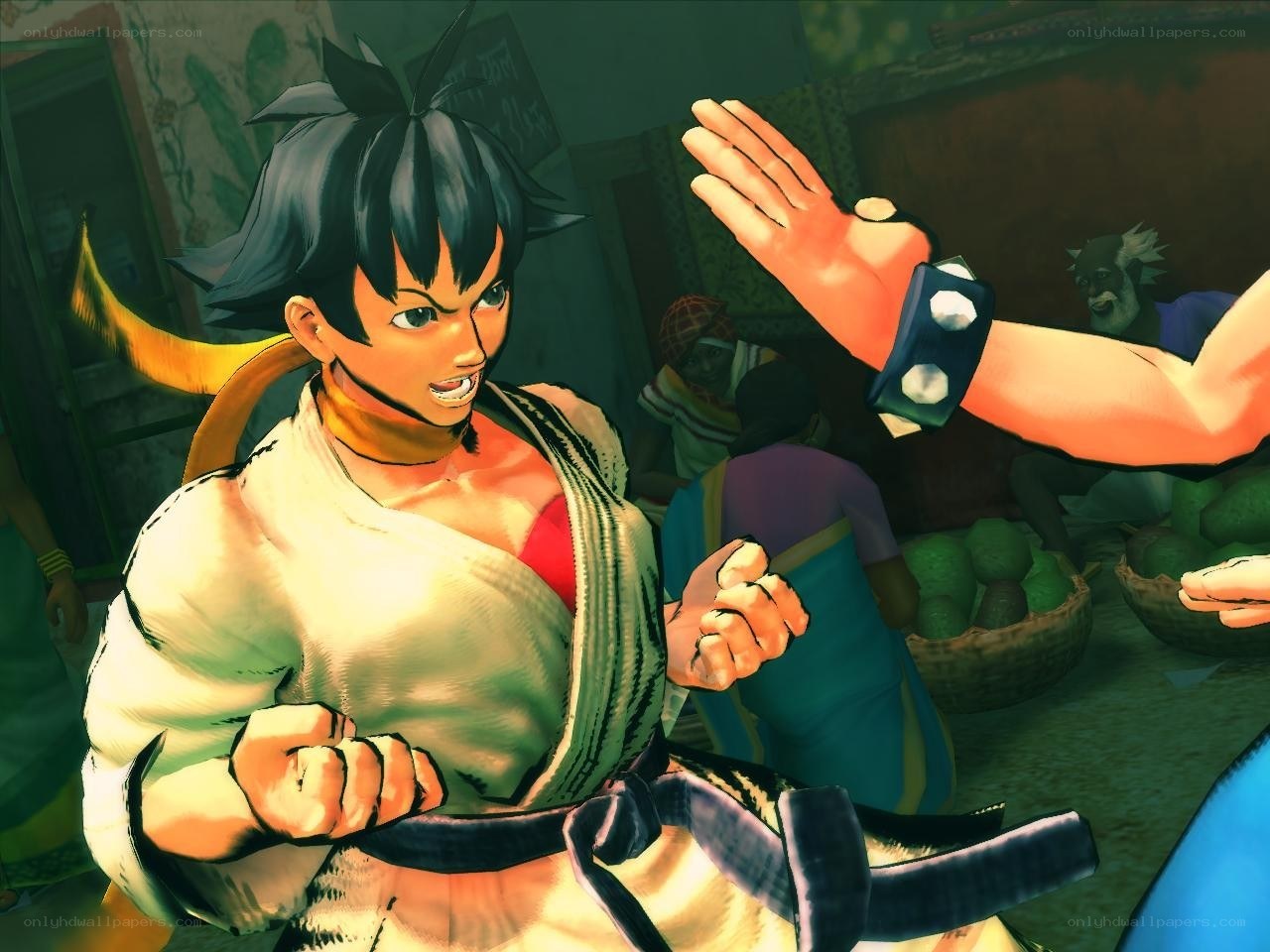 fighting game character in action
