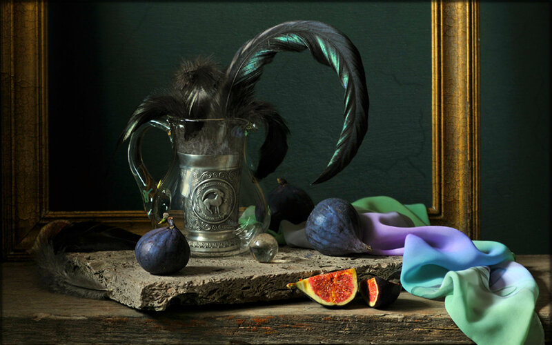 Figs and Feathers in Pitcher