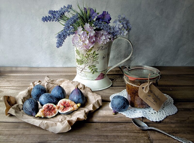 Figs and Jam on Table