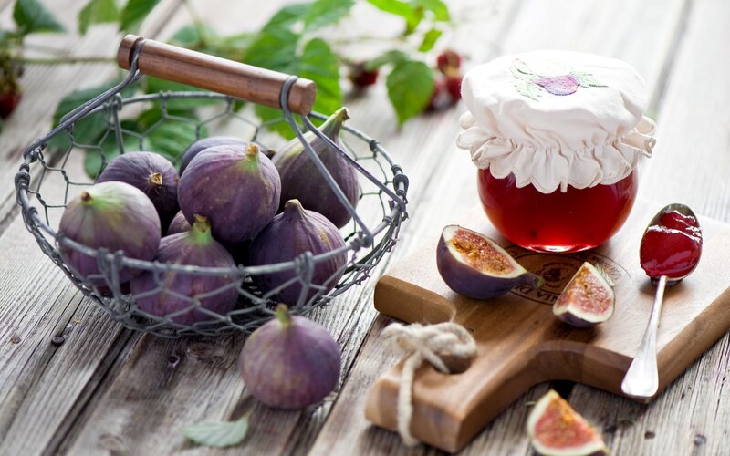 Figs and Jam on Wood — Purple