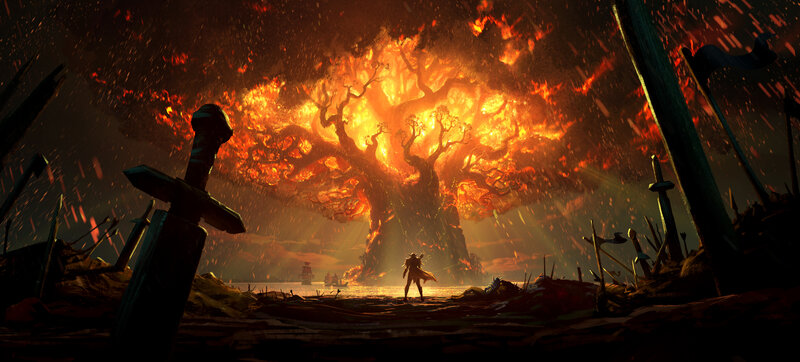 Figure Before Burning Tree — Orange