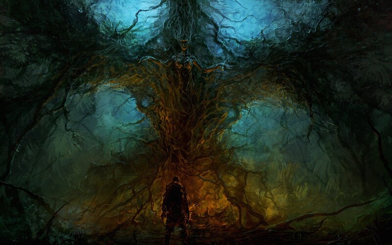 Figure Before Giant Tree