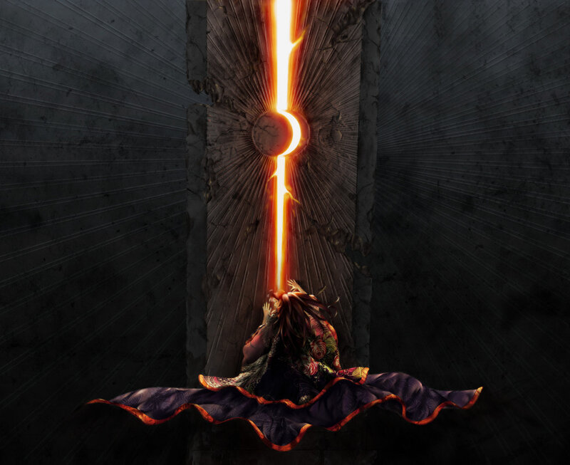 figure before glowing portal