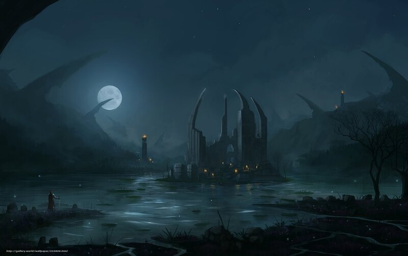 Figure by Lake at Night