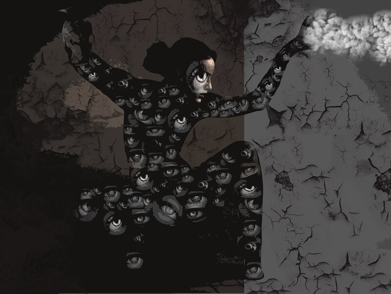 Figure Covered in Eyes