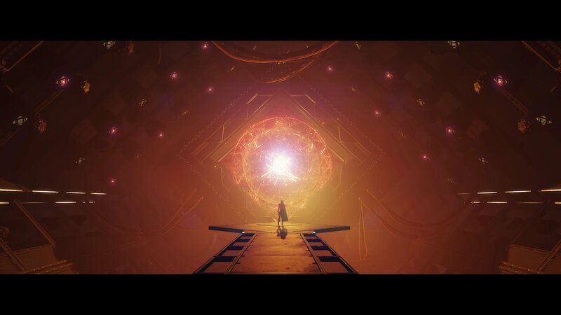 Figure Facing Energy Sphere