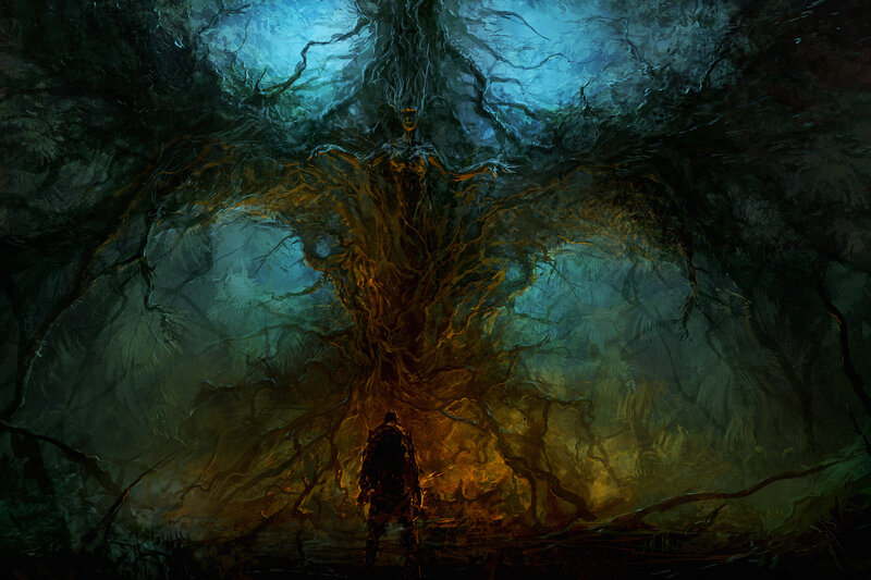 Figure Facing Tree Spirit