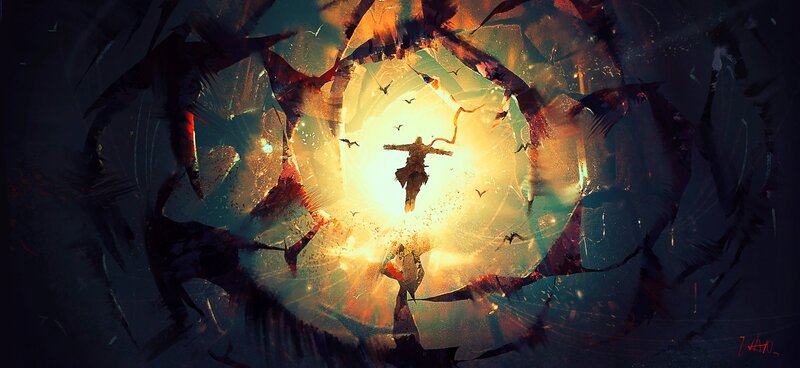 Figure Falling Through Portal
