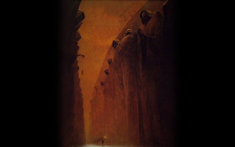 Figure in a Canyon — Brown, Dramatic