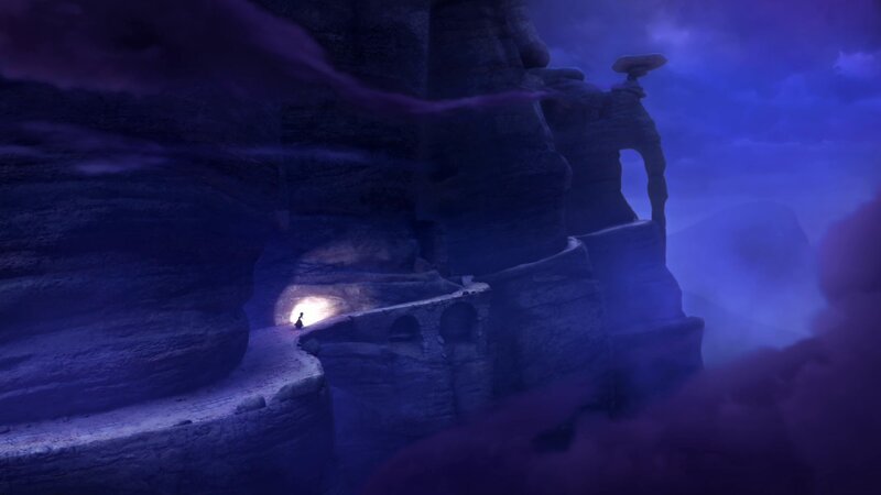 figure in a cave at night