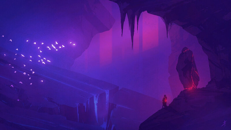 Figure in a Cave — Purple