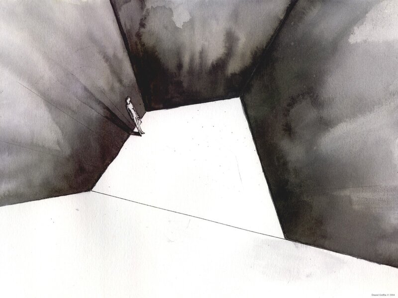 figure in a dark corridor