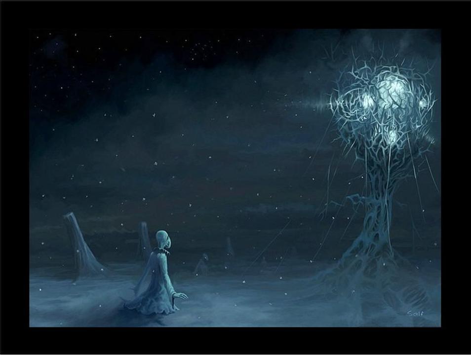 figure in a dark landscape
