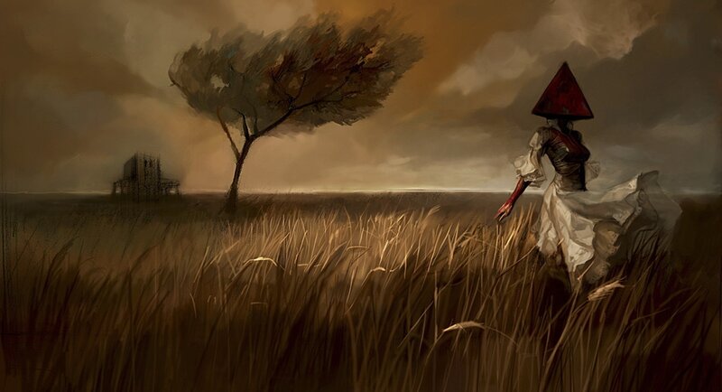 Figure in a Field — Brown, Dramatic