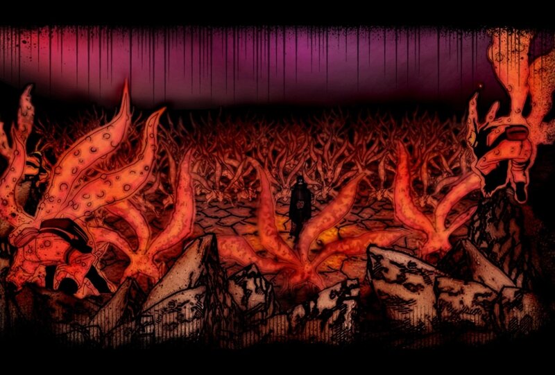 Figure in a Fiery Landscape — Red