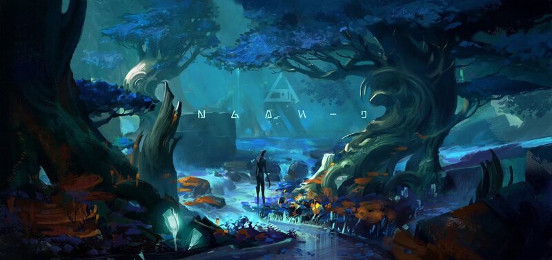 Figure in a Forest — Blue, Mysterious, Night