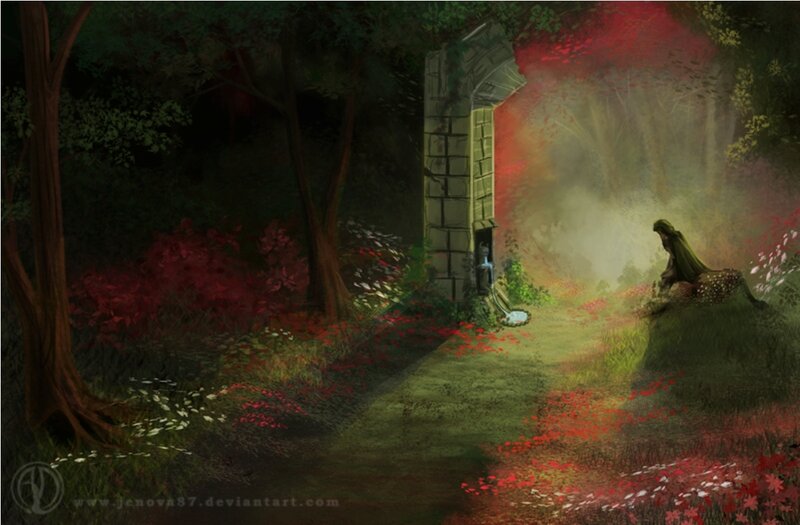 Figure in a Forest — Green, Mysterious