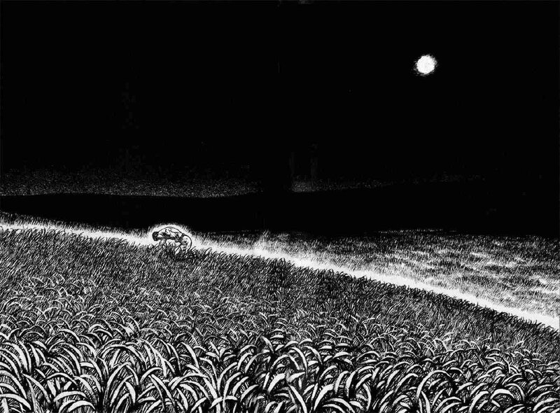 figure in a moonlit field