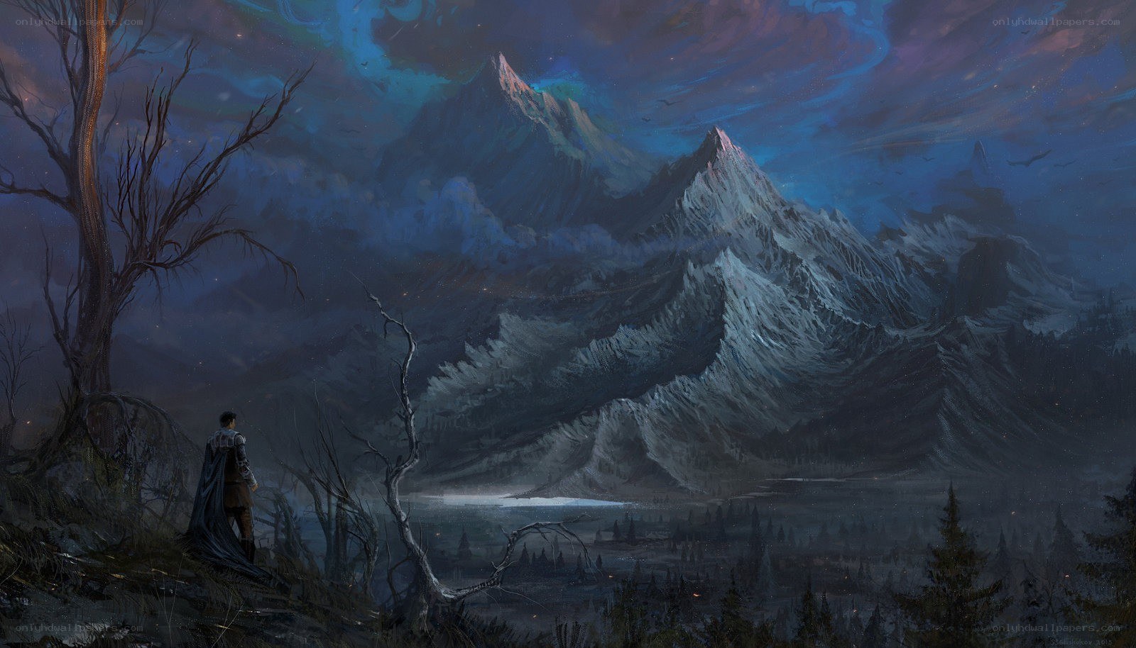Figure in a mountainous landscape