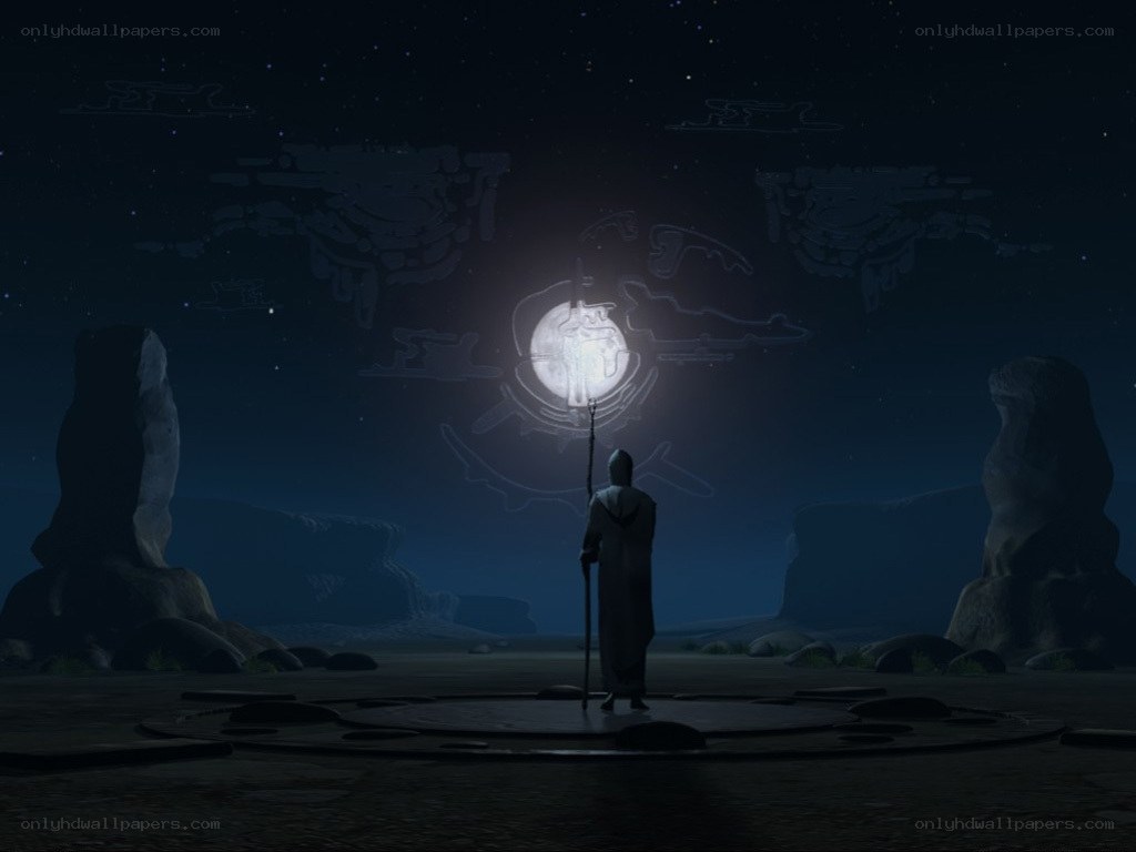 figure in a mystical landscape