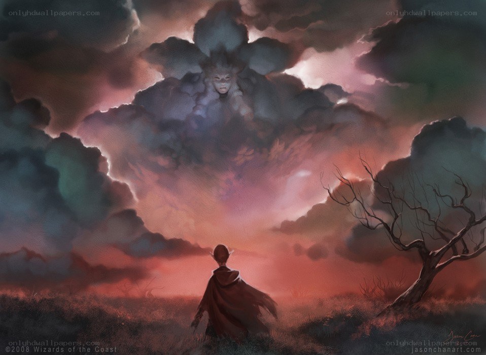 figure in a stormy landscape