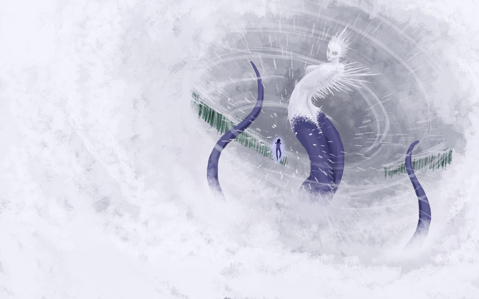 figure in a swirling vortex