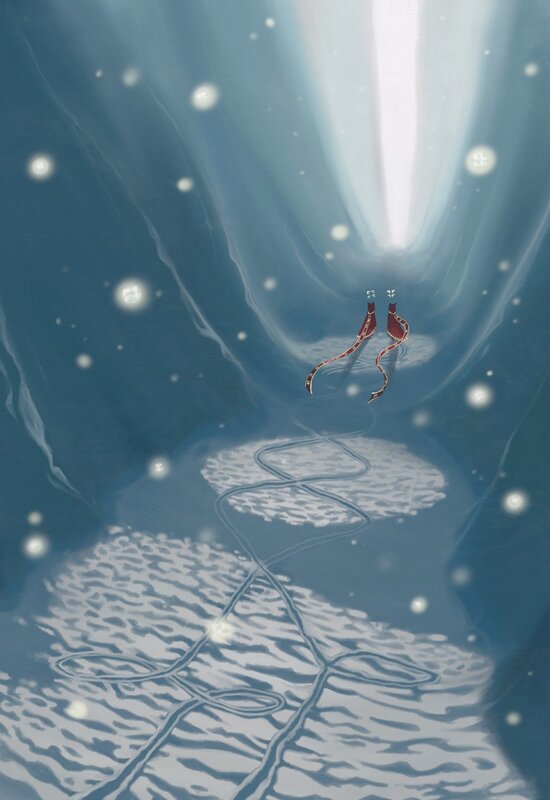 figure in a tunnel of light